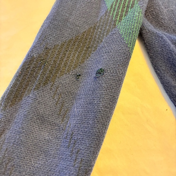 Lands' End Women’s Navy and Emerald Plaid Cardigan Size M - Picture 2 of 8